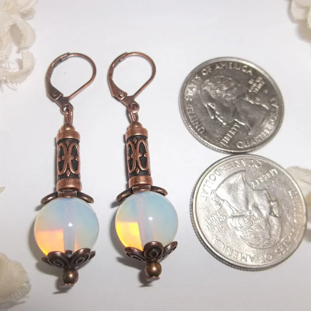 Boho Earrings, Earrings, Beaded Earrings, Earring, Moonstone Earring, NWT 7564